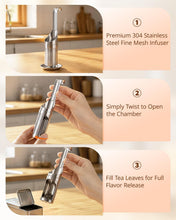 Load image into Gallery viewer, Tea Infuser for Loose Leaf Tea, Stainless Steel Fine Mesh Tea Strainer | 2-In-1 Loose Leaf Tea Steeper, Tea Filter & Scoop with Long Handle, Easy Fill Reusable Single Cup Tea Ball