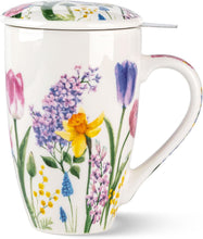 Load image into Gallery viewer, Tea Mug with Infuser and Lid,18 Ounce Ceramic Loose Leaf Cup Steeper | Lead-Free Glaze for Tea Lovers