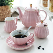 Load image into Gallery viewer, Sweejar Porcelain Tea Sets British Royal Series, 8 OZ Cups &amp; Saucer Service for 6, with Teapot Sugar Bowl Cream Pitcher Teaspoons and Tea Strainer, Suitable for High Tea, Wedding, Party (Pink)
