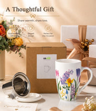 Load image into Gallery viewer, Tea Mug with Infuser and Lid,18 Ounce Ceramic Loose Leaf Cup Steeper | Lead-Free Glaze for Tea Lovers
