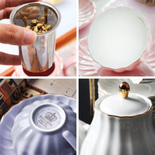 Load image into Gallery viewer, Sweejar Porcelain Tea Sets British Royal Series, 8 OZ Cups &amp; Saucer Service for 6, with Teapot Sugar Bowl Cream Pitcher Teaspoons and Tea Strainer, Suitable for High Tea, Wedding, Party (Pink)
