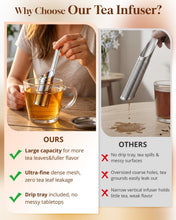 Load image into Gallery viewer, Tea Infuser for Loose Leaf Tea, Stainless Steel Fine Mesh Tea Strainer | 2-In-1 Loose Leaf Tea Steeper,  Tea Filter &amp; Scoop with Long Handle, Easy Fill Reusable Single Cup Tea Ball
