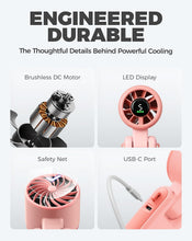 Load image into Gallery viewer, Portable Handheld Turbo Fan, 5 Gear Wind, Battery Operated, up to 12 Working Hours, 3 in 1 Hand Fan with Air Turbo Tech Cooling Fan for Outdoor Activities, Travel, Working
