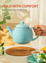 Load image into Gallery viewer, Teapot, Porcelain Tea Pot with Stainless Steel Infuser, Blooming &amp; Loose Leaf Teapot - 27Ounce, Turquoise
