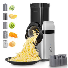 Load image into Gallery viewer, Electric Grater, 3.74‘’ Extra Large Feeding Port, 5 in 1 Electric Vegetable Slicer for Cheese, Fruits, Vegetables
