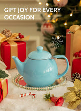 Load image into Gallery viewer, Teapot, Porcelain Tea Pot with Stainless Steel Infuser, Blooming &amp; Loose Leaf Teapot - 27Ounce, Turquoise

