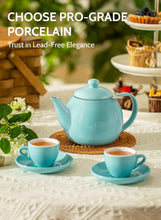 Load image into Gallery viewer, Teapot, Porcelain Tea Pot with Stainless Steel Infuser, Blooming &amp; Loose Leaf Teapot - 27Ounce, Turquoise
