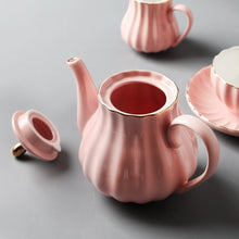 Load image into Gallery viewer, Sweejar Porcelain Tea Sets British Royal Series, 8 OZ Cups &amp; Saucer Service for 6, with Teapot Sugar Bowl Cream Pitcher Teaspoons and Tea Strainer, Suitable for High Tea, Wedding, Party (Pink)
